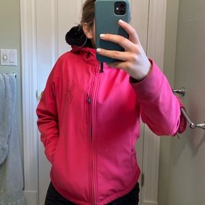 Women’s spyder jacket with faux fur hood